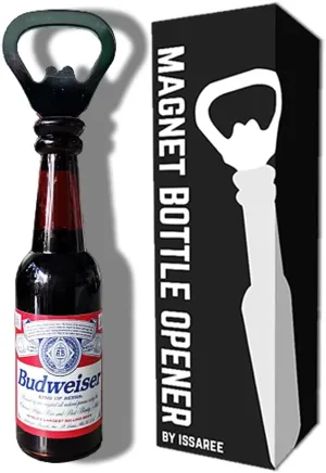 Magnetic Beer Bottle Opener Figure Beer Bottle Bar Refrigerator Decor Unique Birthday Gifts Collection (Budweiser)