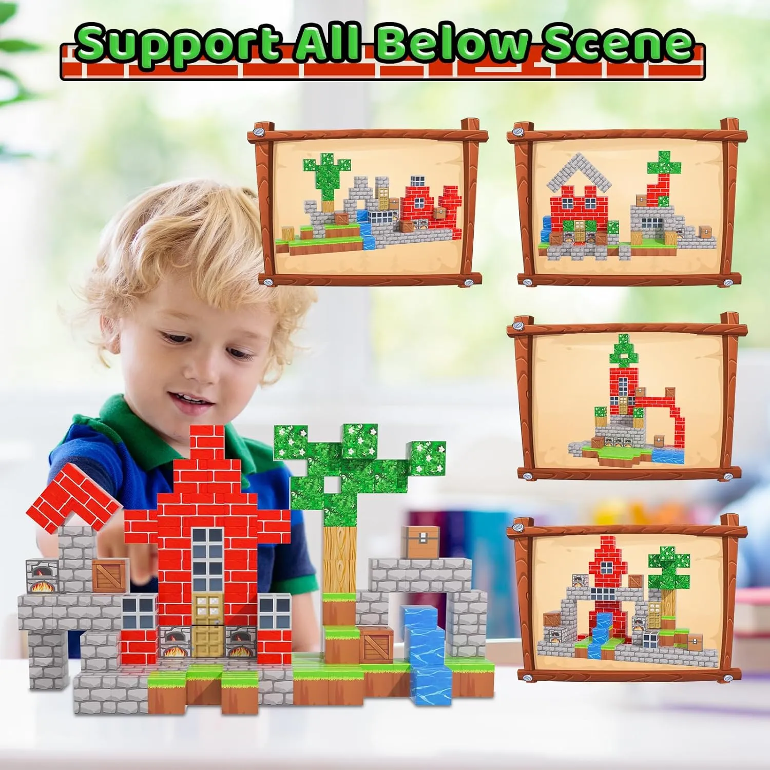 Magnetic Blocks - 100PCS Toy Build Set, Magnetic Building Blocks STEM Sensory Toys, Creative Kids Gift for 3  Year Old Boys Girls (City)