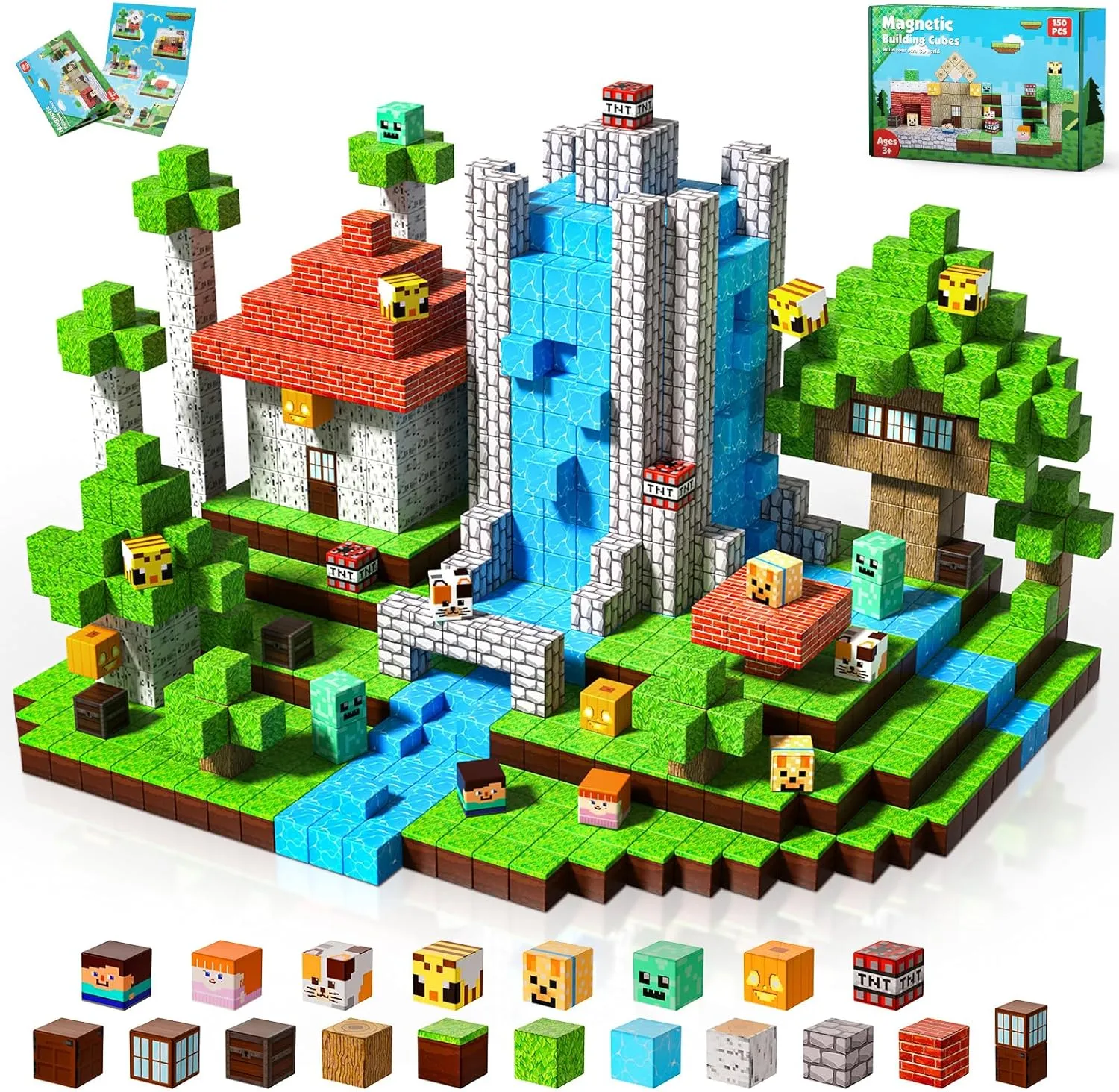 Magnetic Blocks-150PCS Magnetic Building Blocks, Magnetic Tiles Kids Build Magnetic Cubes Constructions Toys 2025 Upgraded STEM Game Outdoor Toys, Christmas Birthday Gifts for Boys & Girls Ages 3 