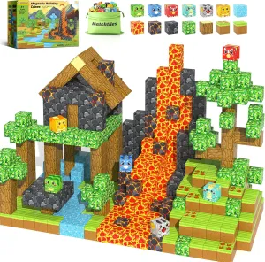 Magnetic Blocks Toys, Build Mine Magnet World Dinosaurs Set, Magnetic Tiles Building for Boys & Girls Kids Ages 3-5 5-7, STEM Montessori Sensory Toys for Toddlers Gifts for 3  Years Old