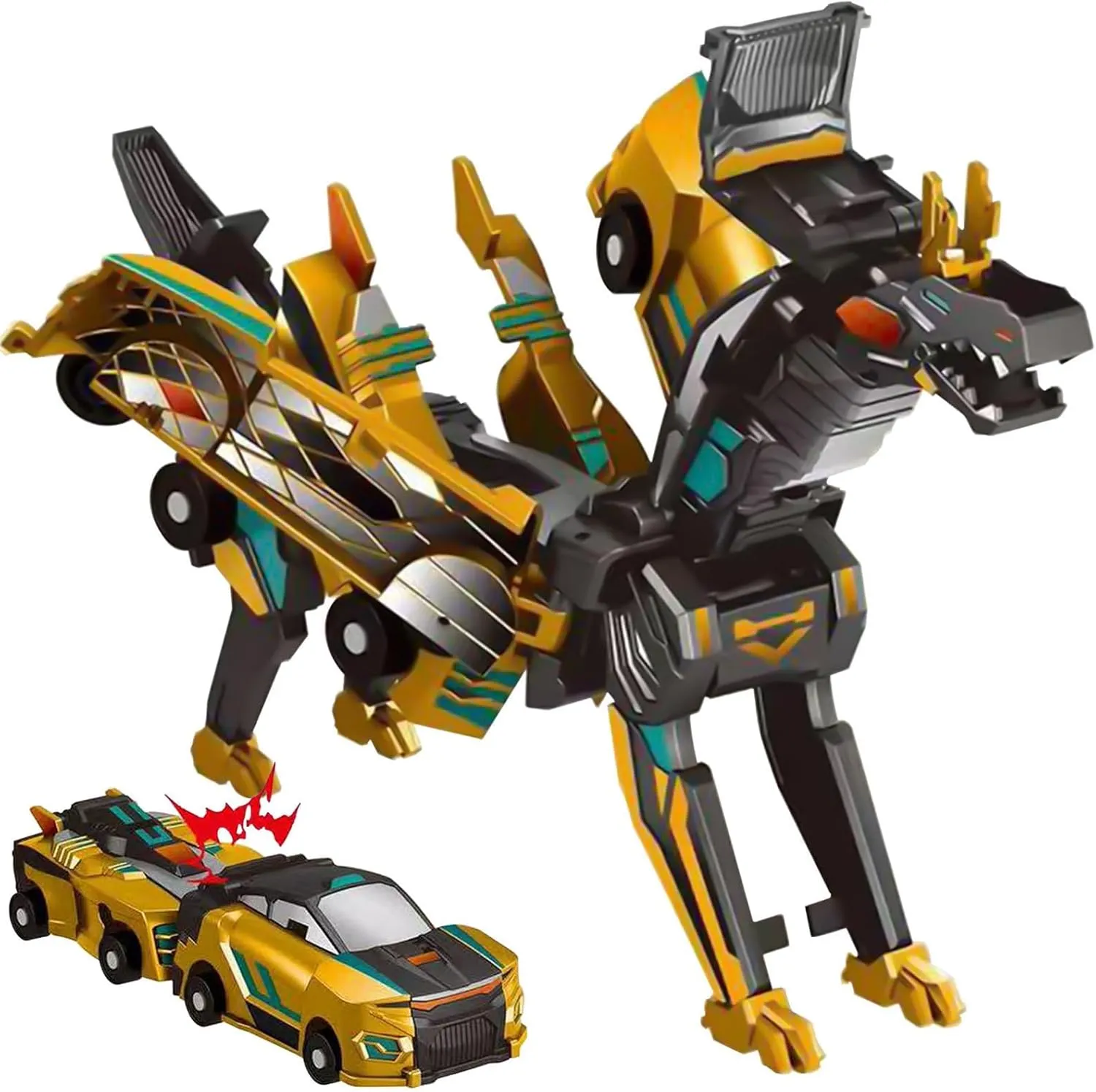 Magnetic Car Transform into Dinosaurs, Dinosaur Transforming Toy, Fun Collision Transformation Car Toys for Boys & Girls Party Favors