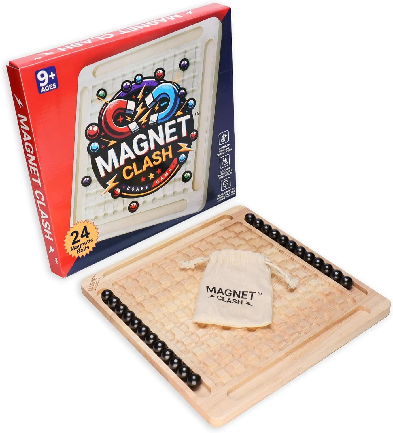 Magnetic Chess Board Game Set with 24 Stones - Educational Strategy & Puzzle Game for Families and Parties, Brain Teaser for Kids & Adults, Ideal Gift