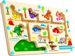 Magnetic Color and Number Maze Montessori Toys Busy Board Creative Magnetic Puzzle Maze Board Wooden Magnetic Puzzles for Toddlers Ages 3 Years Old for Restaurants, Travel, in The Car Or Outings