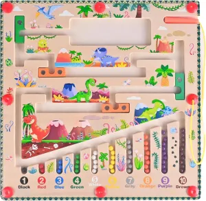 Magnetic Color and Number Maze, Montessori Toys for 3  Year Old, Wooden Puzzle Board, Educational Matching Toy for Boys and Girls