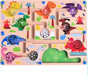 Magnetic Color and Number Maze, Montessori Toys for 3  Year Old, Wooden Puzzle Board, Educational Matching Toy for Boys and Girls