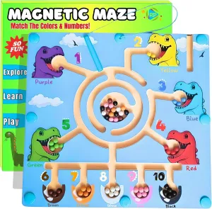 Magnetic Color and Number Maze - Navigate, Sort, and Count! Best Magnet Toys Sorting Games - Montessori Toys for 3 4 5  Year Olds - Dinosaur Toys for Kids 3-5 & Gifts For 3 4 5   Year Old Boys