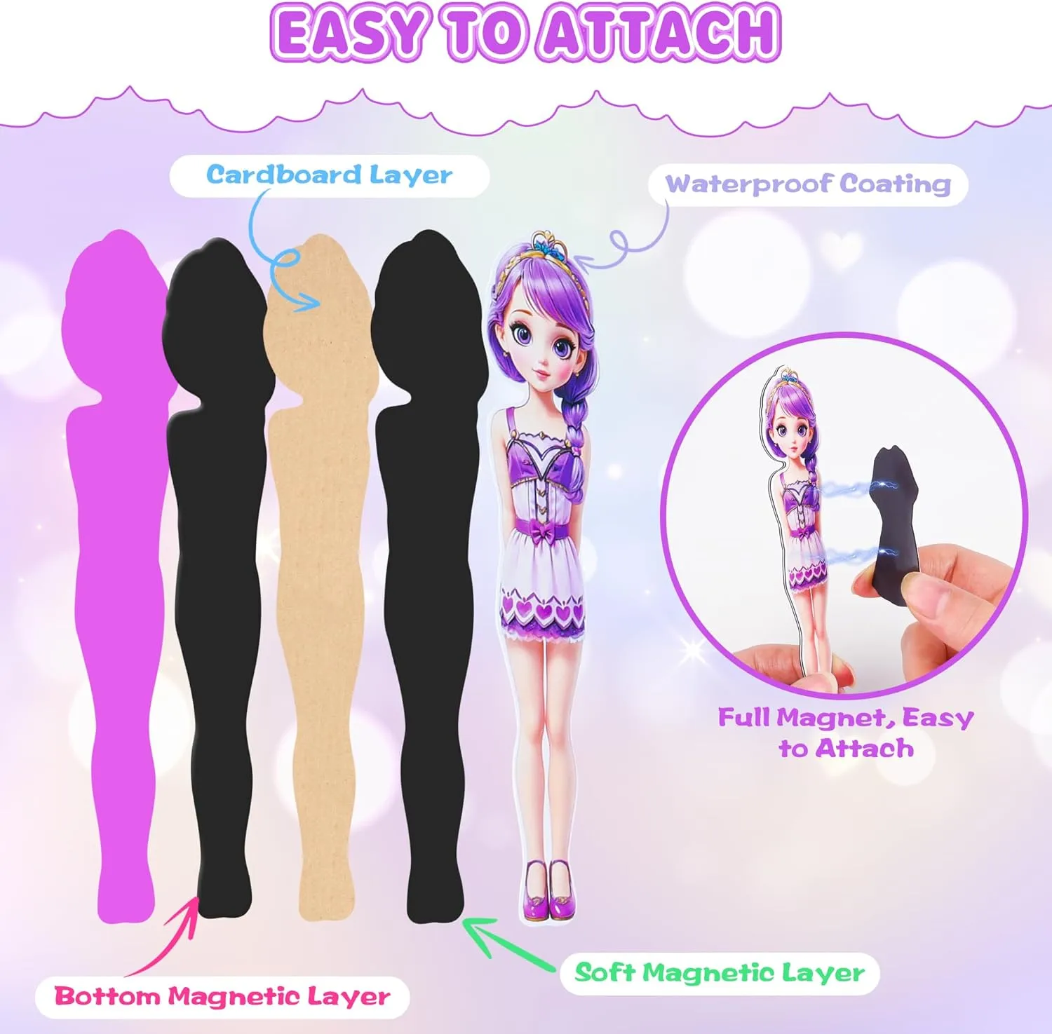 Magnetic Dress Up Dolls for Girls - Princess Magnet Paper Dolls Book with 3D City Buildings - Travel Car Trip Quiet Book Game Toys Easter Birthday Gifts for Kids Toddlers Ages 3 4 5 6 7(Style B)