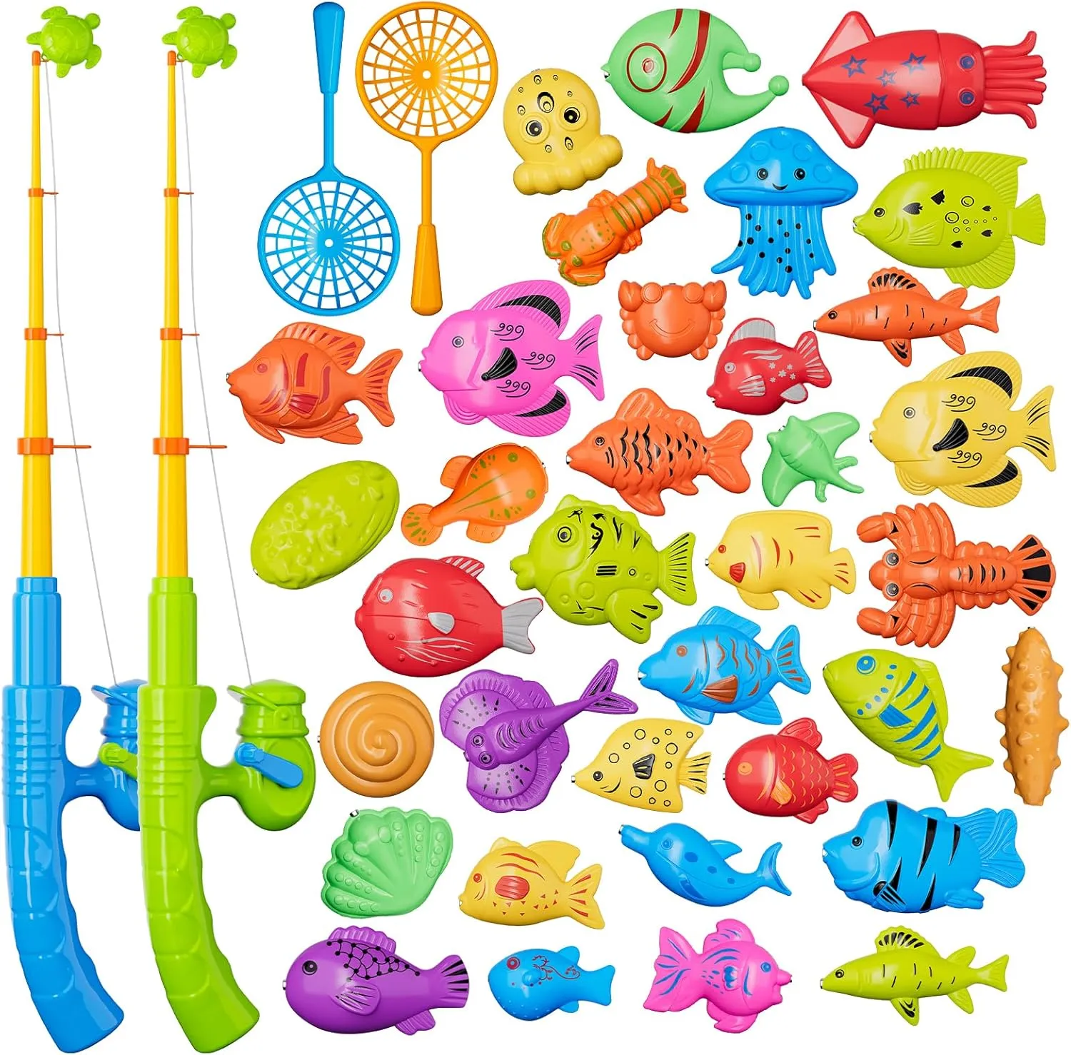 Magnetic Fishing Pool Toys Game for Kids Toddlers, Water Table Bathtub Toy with Pole Rod Net Plastic Floating Fish, Water Bath Pool Outdoor Toys for Kids Toddlers Baby Age 3 4 5 6 Year Old