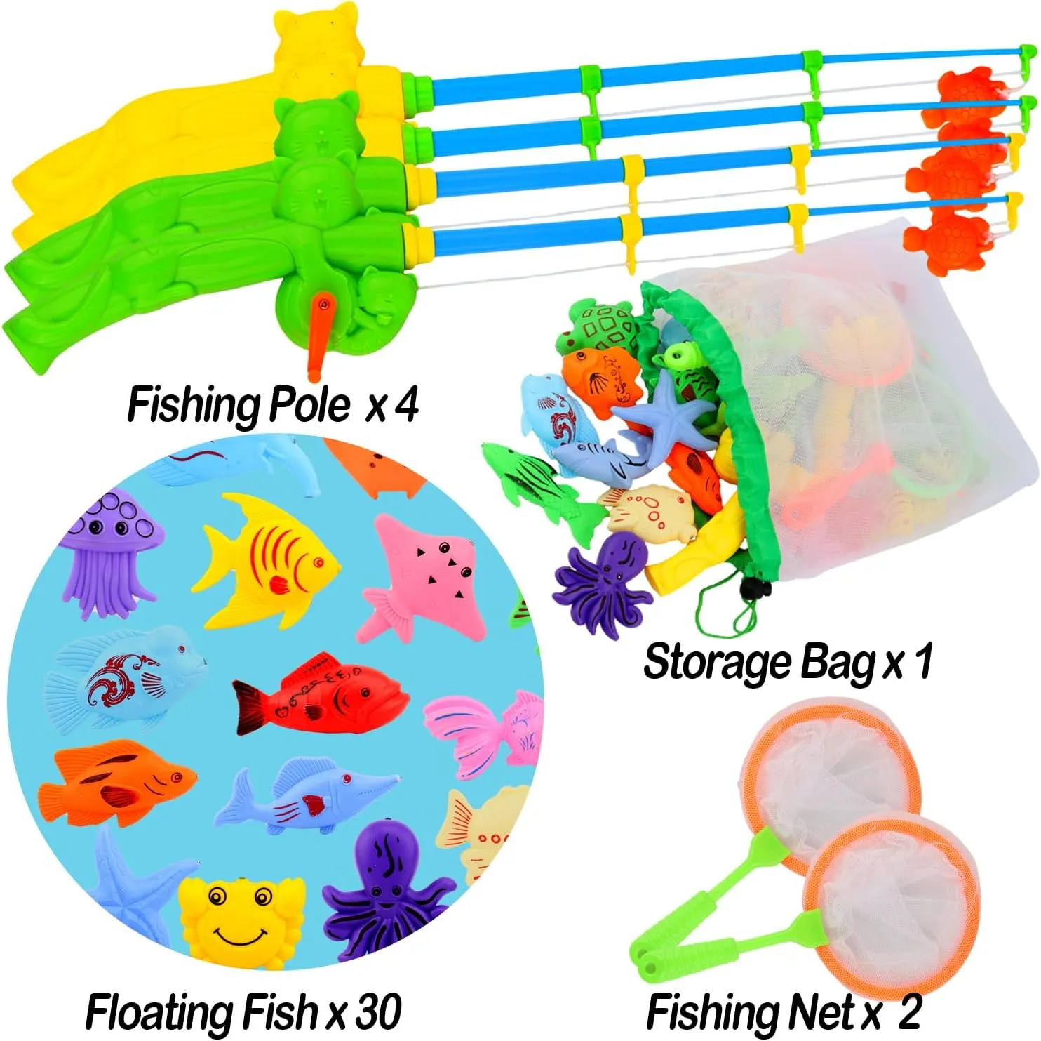 Magnetic Fishing Pool Toys Game, Water Table Bathtub Bath Toy - Pole Rod Floating Fish, Birthday Party Gifts for Toddler Age 3 4 5 6 Year Old, Kids Outdoor Toys