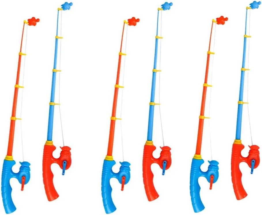 Magnetic Fishing Rod Toy Set: 6 Floating Fishing Poles, Bathtime Carnival Toddler Educational Toy (Random Color)