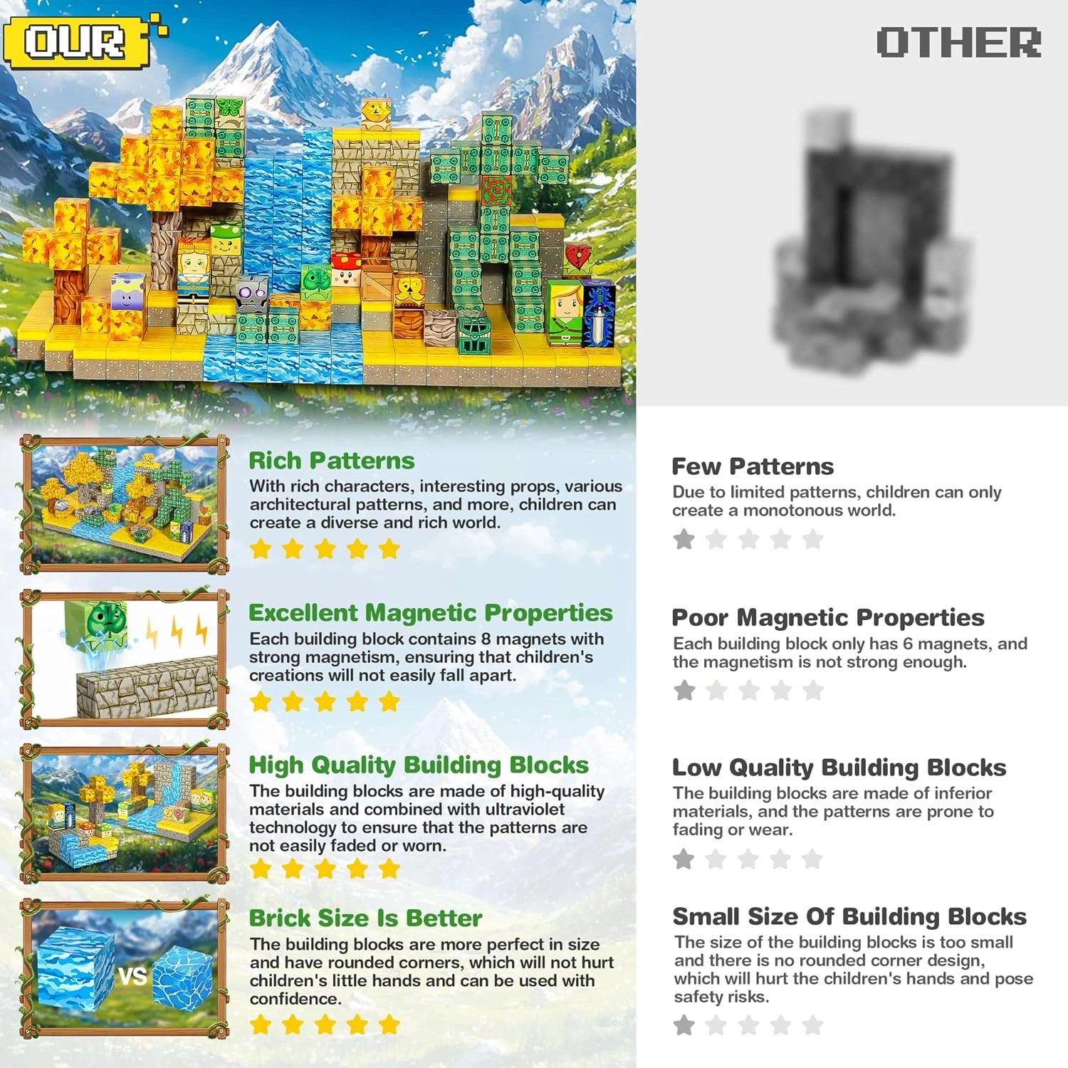 Magnetic Building Blocks for BOTW Fans, Koroks Magnet Cubes Blocks for Kids 5-7, STEM Building Game Sensory Outdoor Toys Christmas Birthday Gift for Boys&Girls, 54PCS