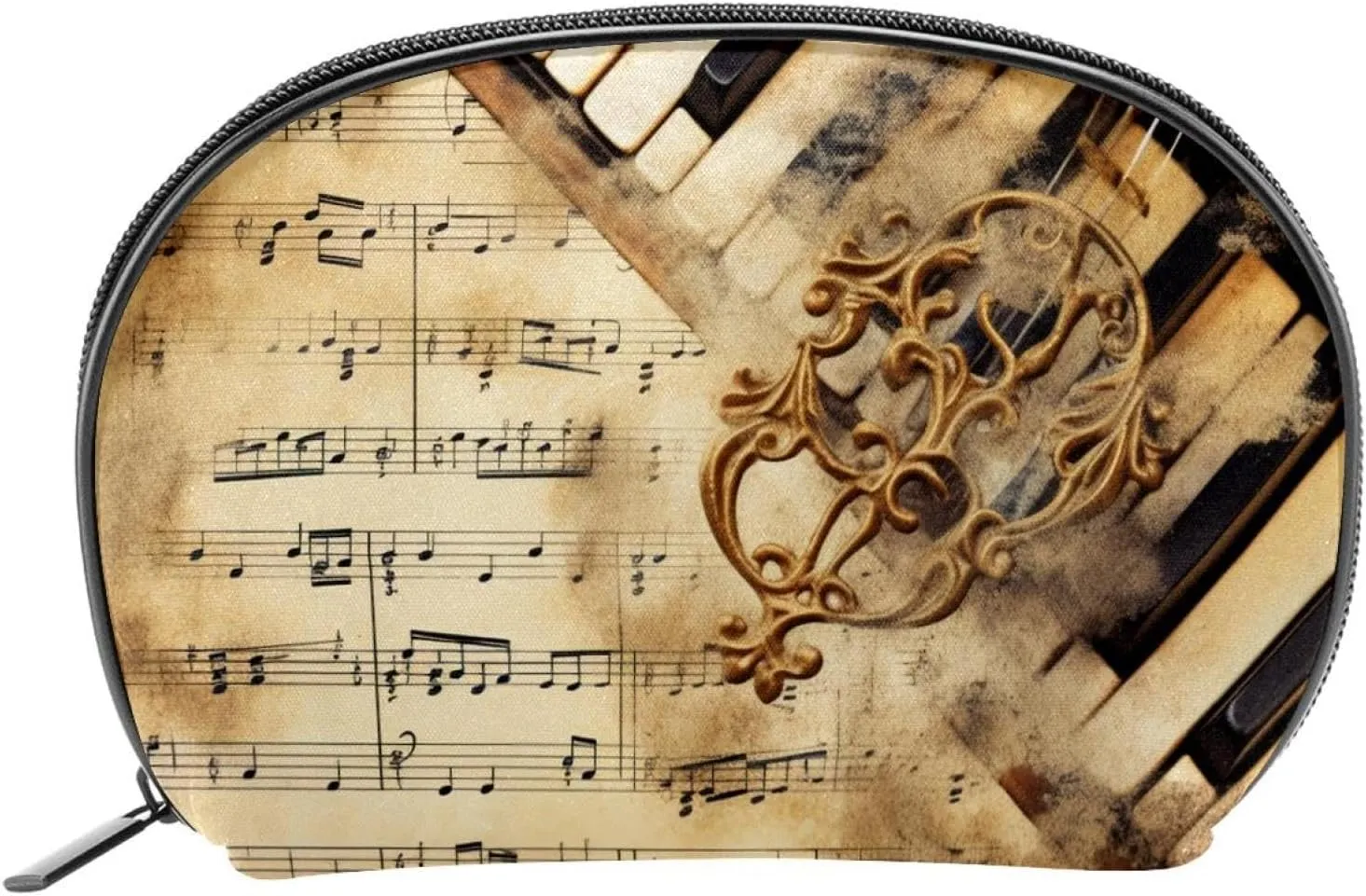 Makeup Bag Organizer,Cosmetic Bags for Women,Vintage Musical Note Piano,Small Makeup Pouch