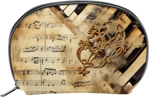 Makeup Bag Organizer,Cosmetic Bags for Women,Vintage Musical Note Piano,Small Makeup Pouch