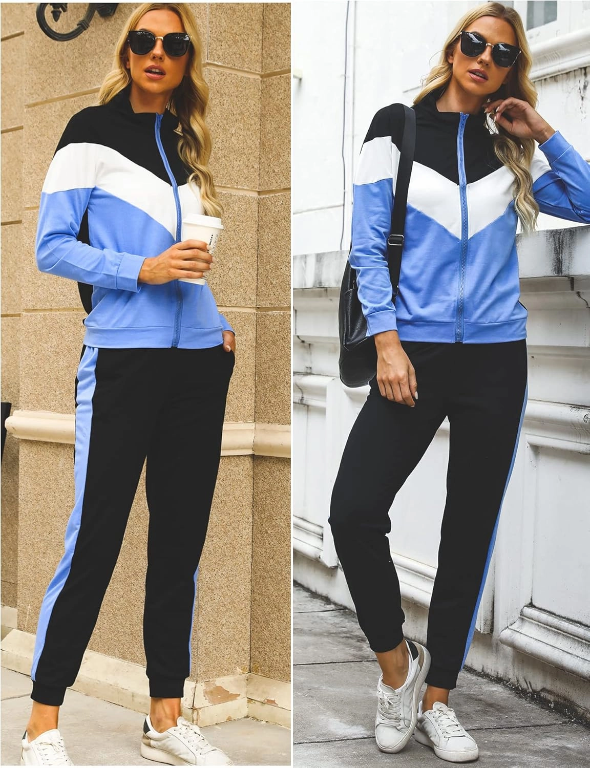 Marvmys Women's Tracksuit Set 2 Piece Sweatsuit Outfits Long Sleeve Zip Up Lounge Jogger Set with Pocket