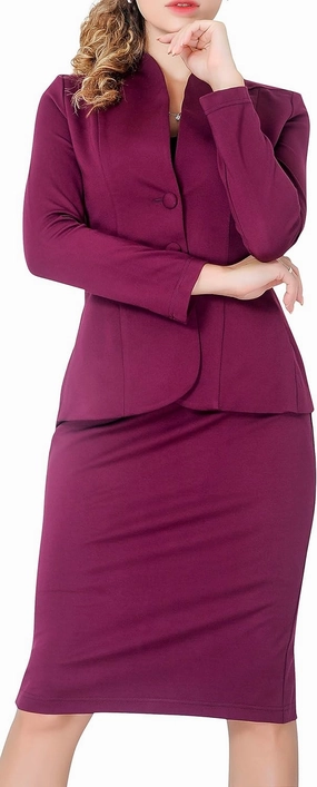 Marycrafts Women's Formal Office Business Work Jacket Skirt Suit Set