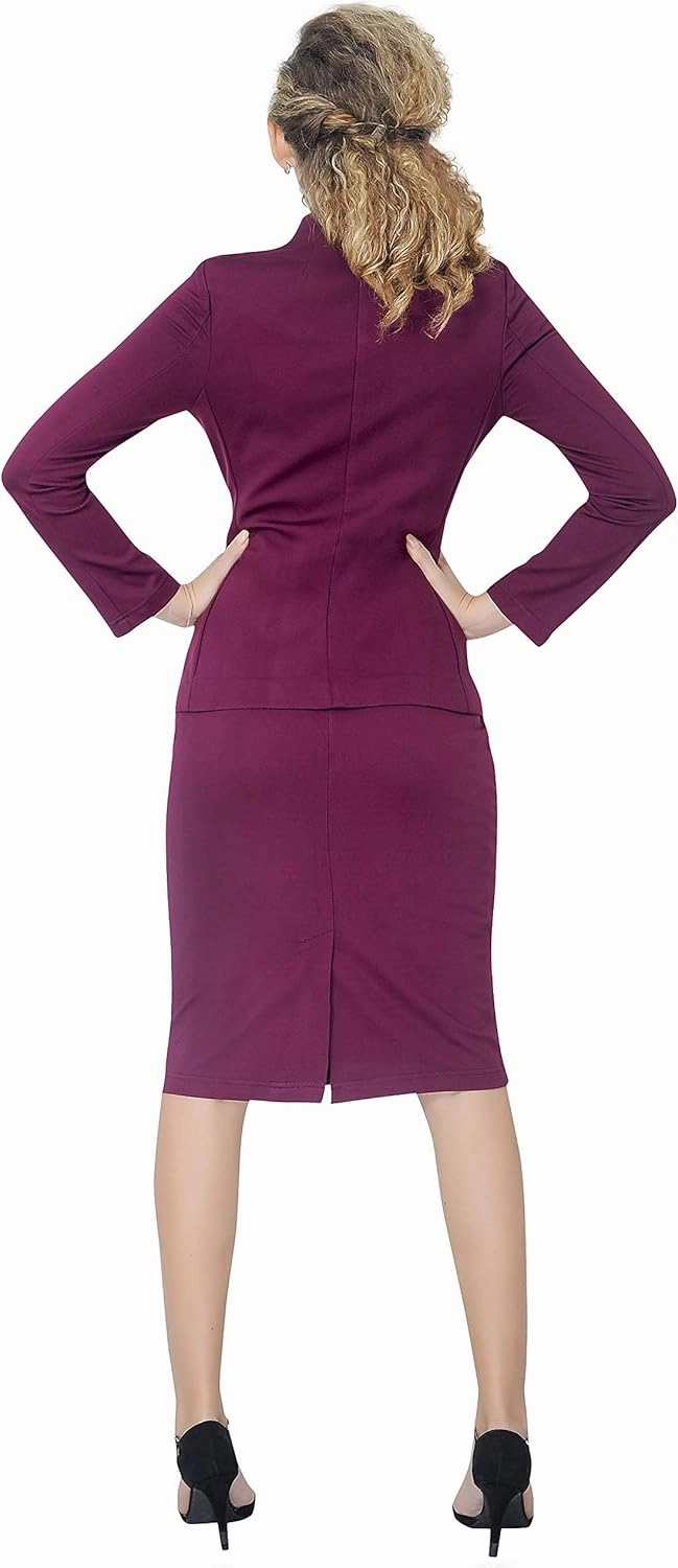 Marycrafts Women's Formal Office Business Work Jacket Skirt Suit Set