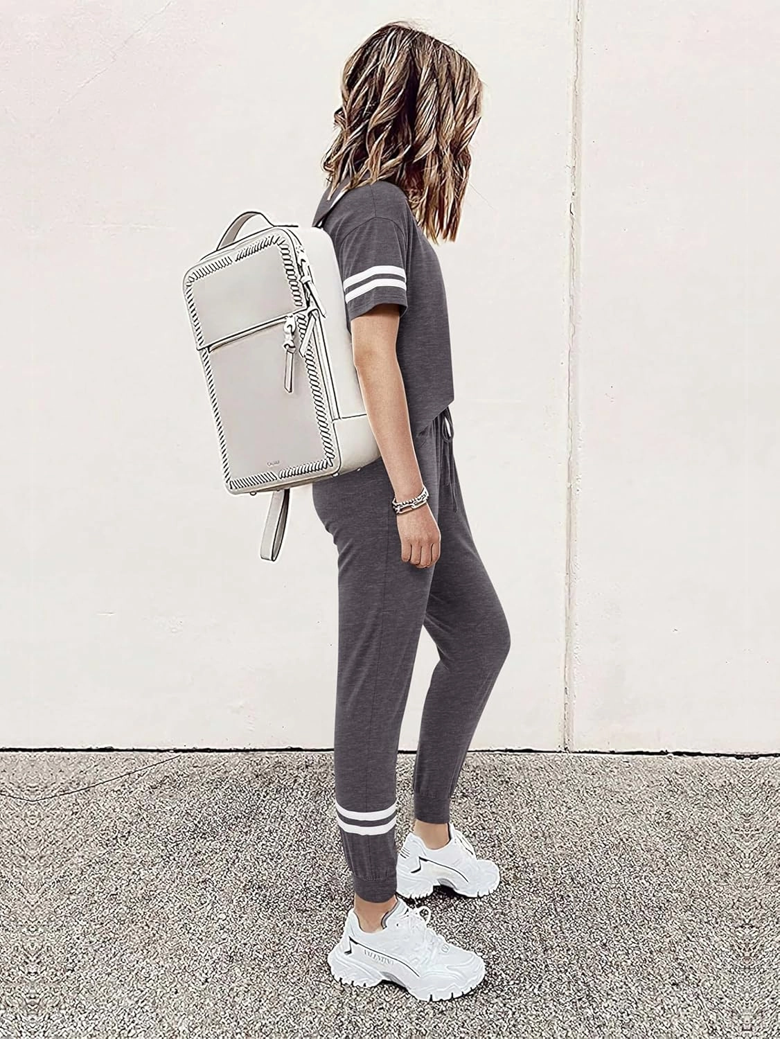 MASCOMODA 2 Piece Outfits for Women 2025 Summer Casual Quarter Zip Short Sleeve Tops Long Pants Tracksuit Jogger Lounge Sets