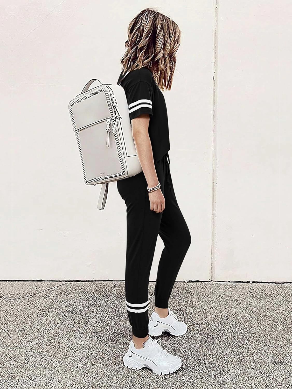 MASCOMODA 2 Piece Outfits for Women 2025 Summer Casual Quarter Zip Short Sleeve Tops Long Pants Tracksuit Jogger Lounge Sets