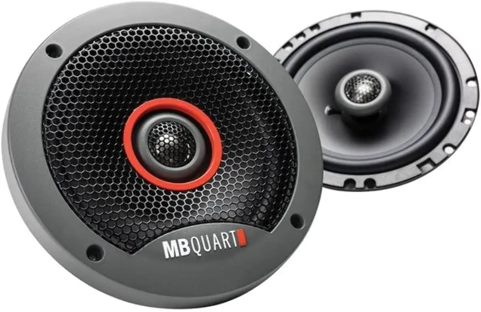 MB Quart FKB116S Formula Slim Mount Car Speakers (Black, Pair) – 6.5 Inch Coaxial Speakers, 60 Watt, Car Audio, Internal Crossover, 1 Inch Tweeters (Grills Not Included)