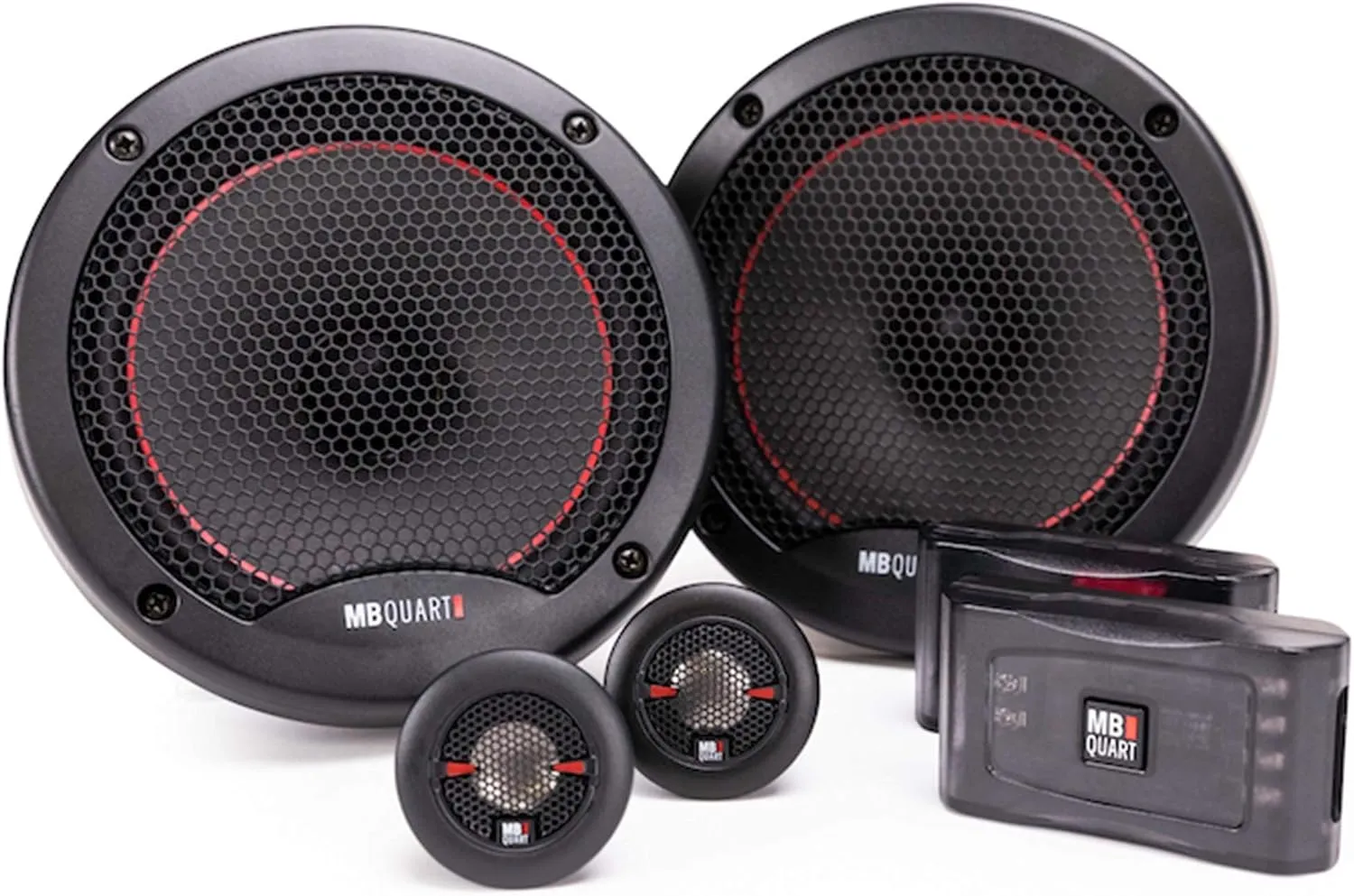 MB Quart RS1-216 Reference Car Speakers (Black, Pair) – 6.5 Inch Coaxial Speaker System, 220 Watt, 2-Way Car Audio, 4 OHMS (Grills Included)
