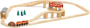 Melissa & Doug Swivel Bridge Wooden Train Set (47 pcs) - Wooden Train Set For Kids Ages 3 