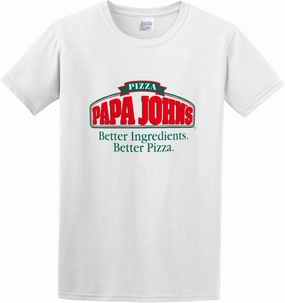 Men's Casual Shirt Papa Johns Logo O Neck Men T-Shirt Classic Style White