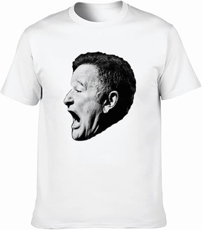 Men's Casual Shirt Robin Williams Tribute Button Closure White