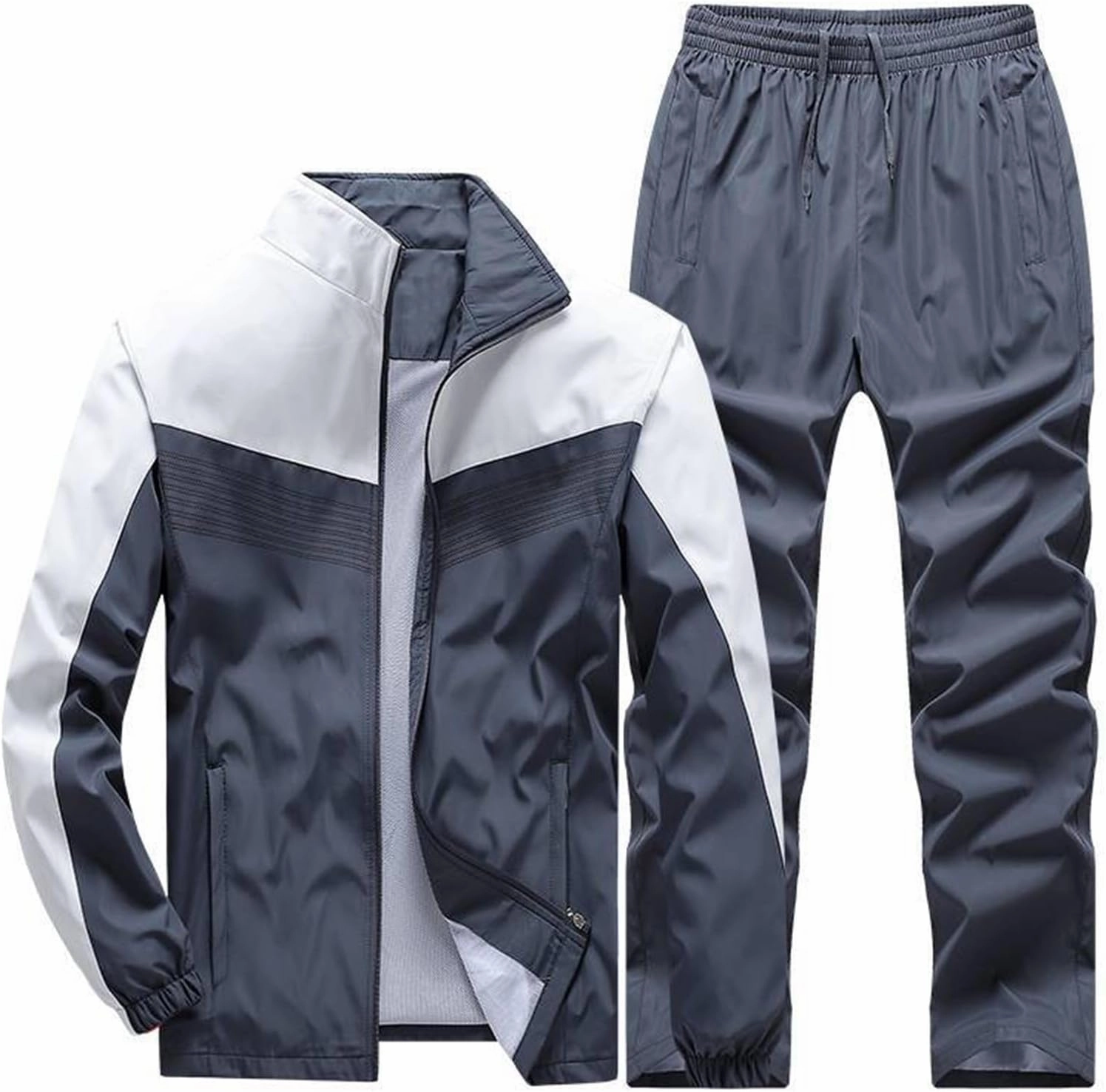 Men's Tracksuit 2 Piece Full Zipper Long Sleeve Jacket Drawstring Pants Fashion Jogging Dating Couple Casual Outfits