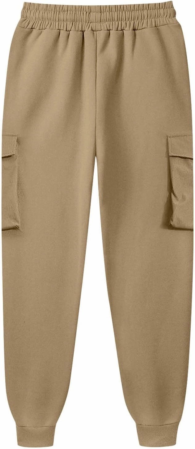 Mens Cargo Sweatpants Relaxed Cotton Simple Solid Color Leisure High Street Elastic Lace Up Pants Men's Cargo