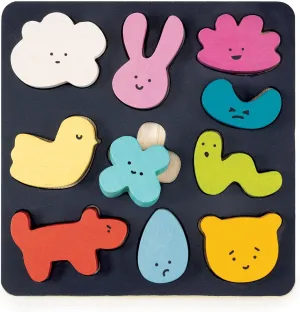 Mentari Toys - Mood Board - 11pc Wooden Emotion Shape Sorter for Toddlers - Learning Toy with Expressive Characters and Moods - Build Emotional Intelligence and Fine Motor Skills - Age 2 