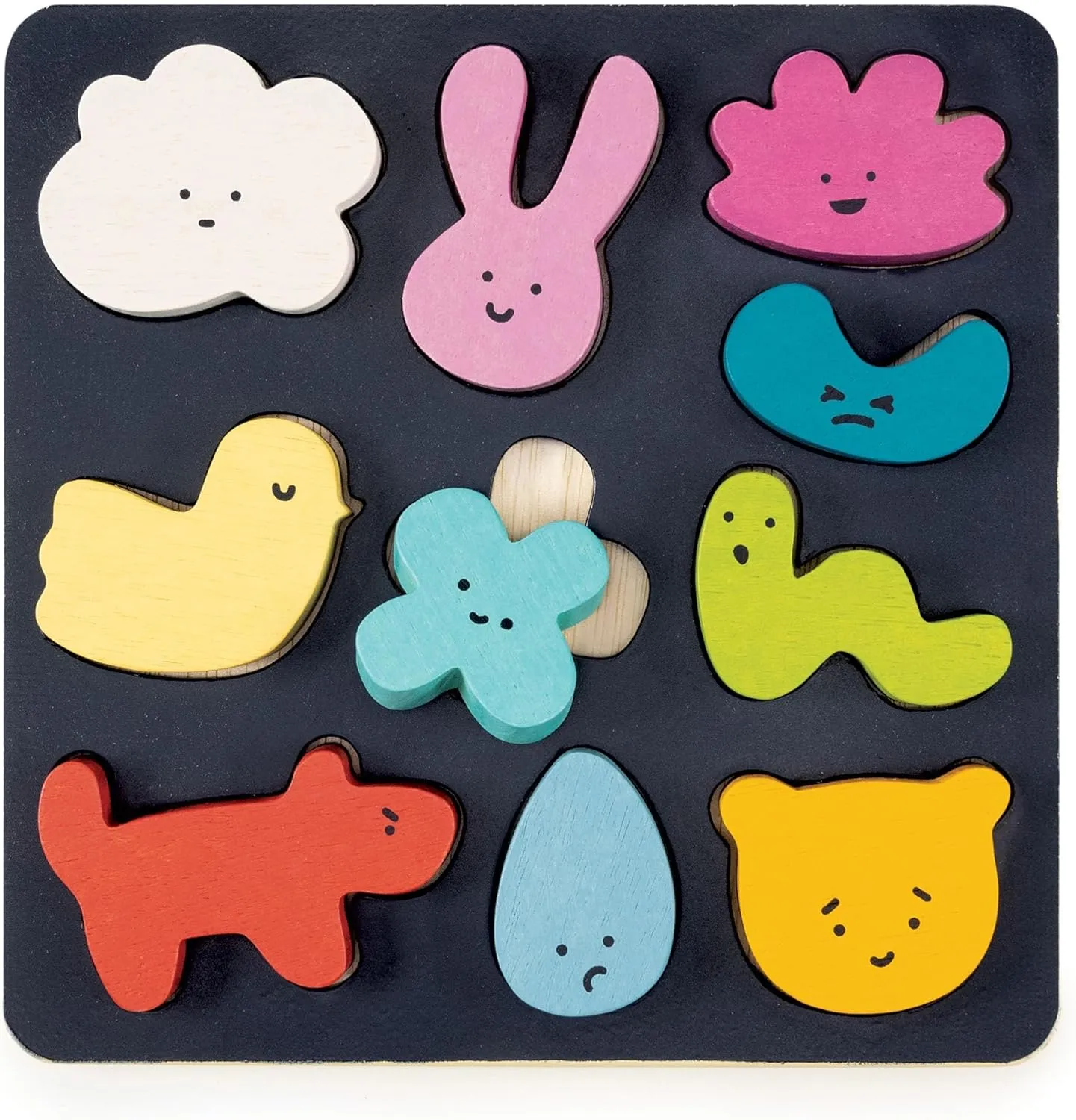 Mentari Toys - Mood Board - 11pc Wooden Emotion Shape Sorter for Toddlers - Learning Toy with Expressive Characters and Moods - Build Emotional Intelligence and Fine Motor Skills - Age 2 