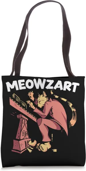 Meowzart Piano Cat Musician Musical Instrument Pianist Music Tote Bag