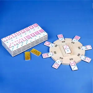 Mexican Train Domino Set Double 12 Dominoes Set 91 Acrylic Dominoes and Wooden Mexican Train Hub