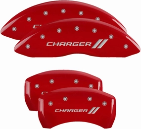 MGP Caliper Covers - Brake Caliper Covers 2011-2023 Dodge Challenger and Charger (Single Piston) - Front and Rear Set - Red