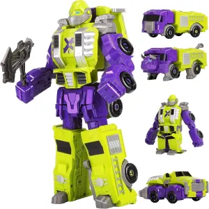 MIEBELY Toddler Robot Vehicles Set - 4Pcs Transforming Robots Toys for Kids - Magnetic Toys with Sturdy Connectors, Easy DIY Assembly Function - 4-in-1 Educational STEM for 3 4 5 6 Year Old Boys