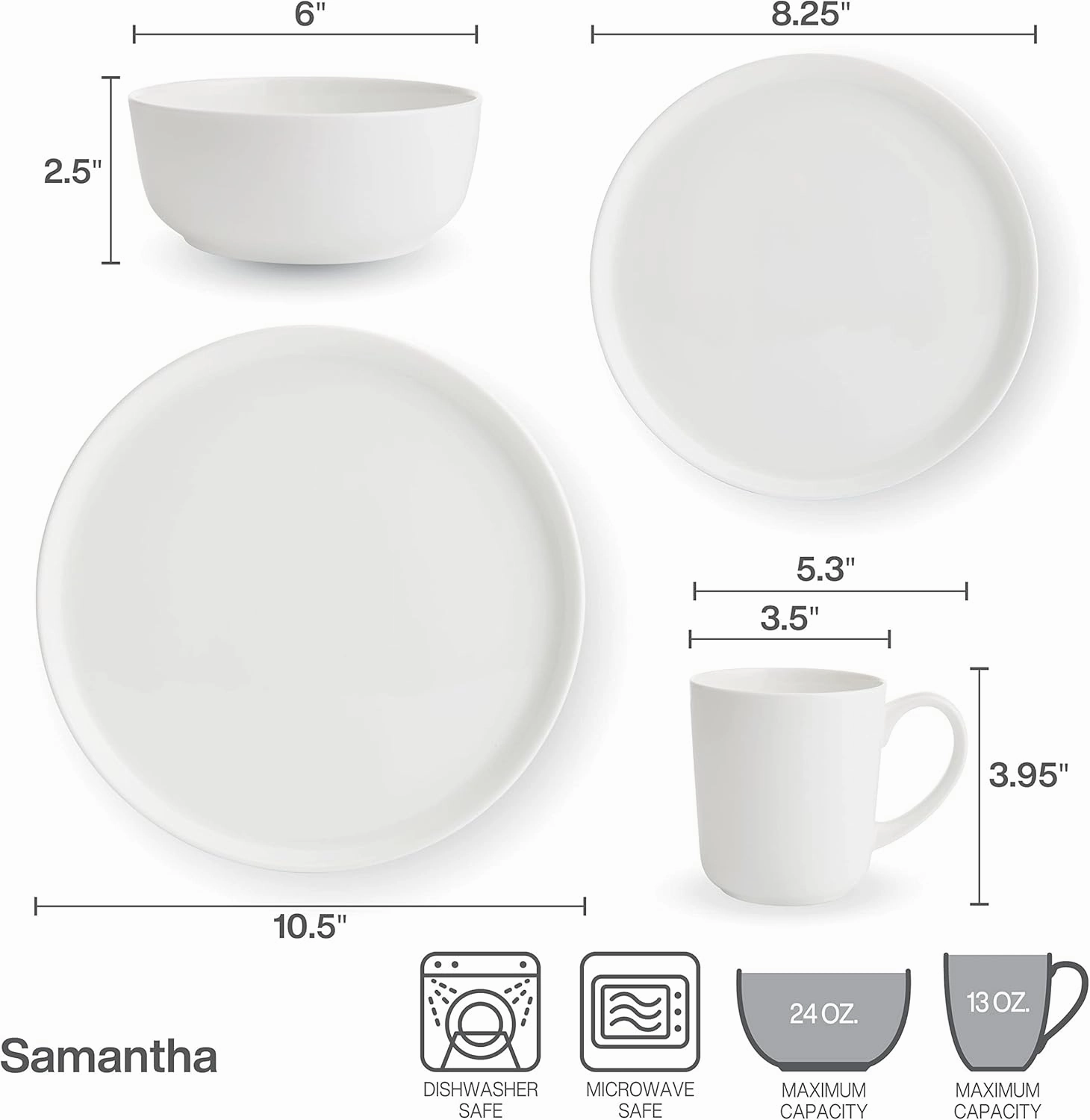 Mikasa 5266100 Samantha Chip-Resistant 16 Piece Set, Service for 4 White