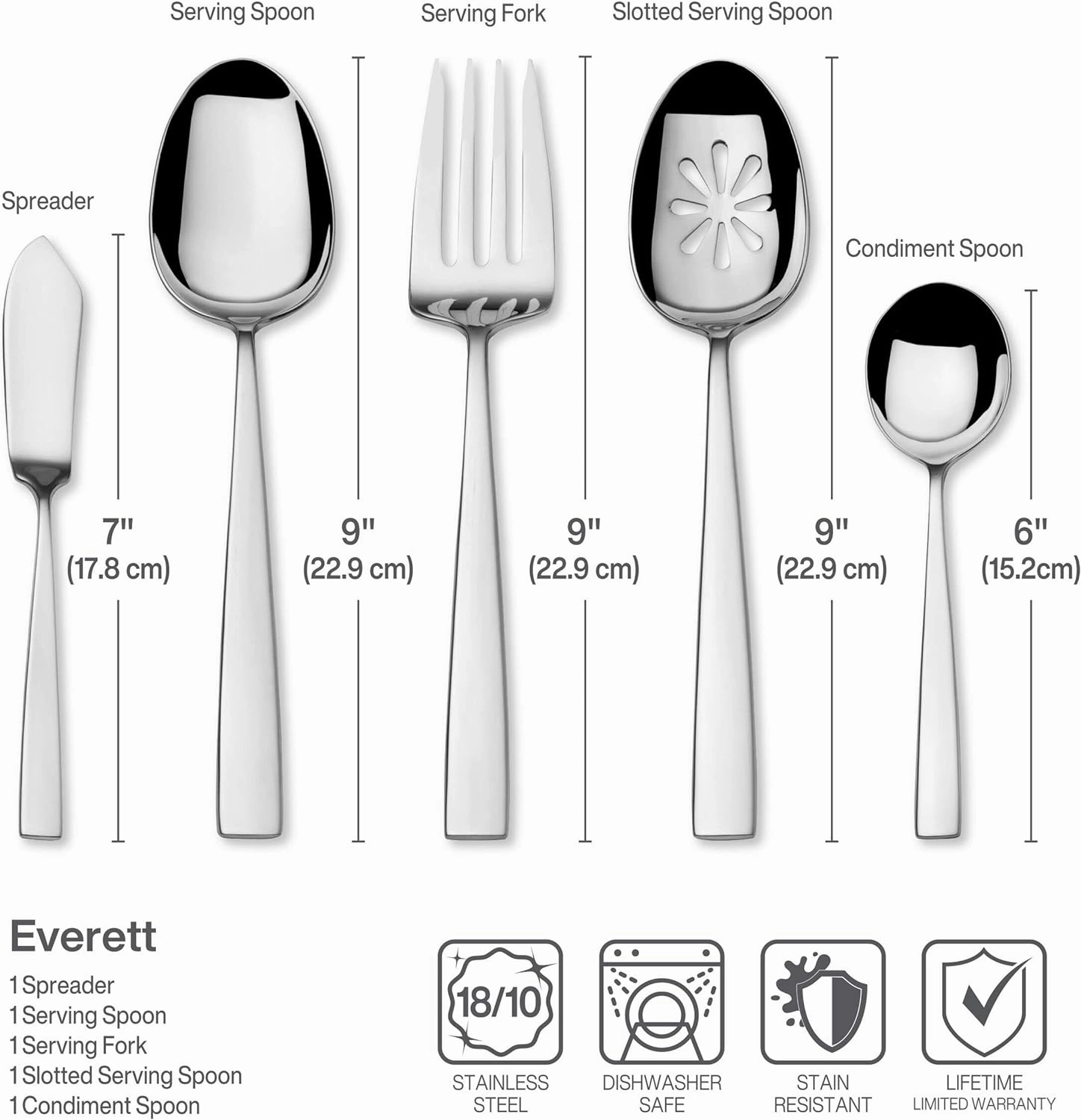 Mikasa, Everett Flatware Service for 12, 101 Piece Set, 18/10 Stainless Steel, Silverware Set with Serving Utensils