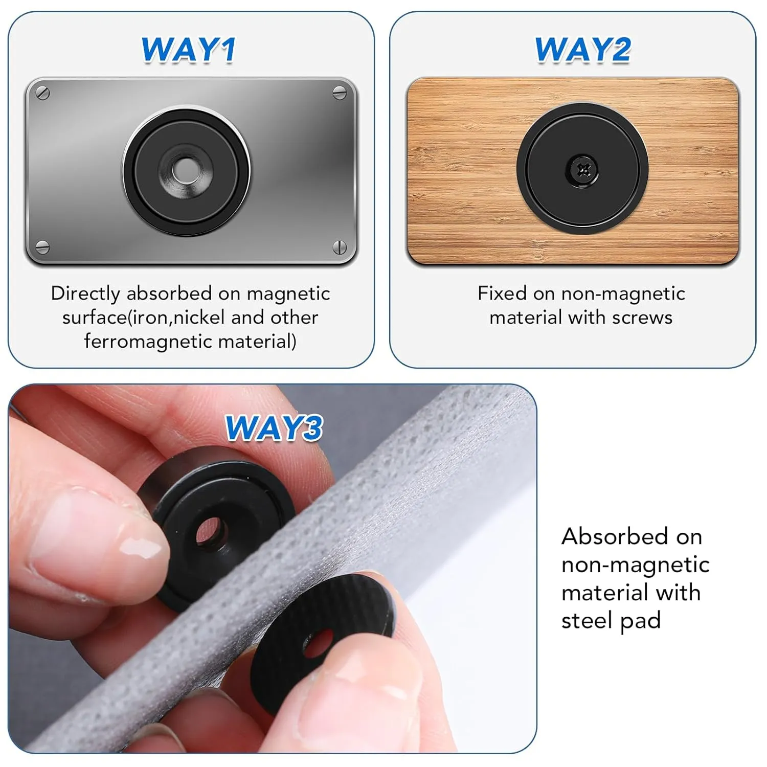 MIKEDE 12Pack Strong Neodymium Cup Magnets, 70Lbs  Force Heavy Duty Black Round Base Cup Magnets with Countersunk Hole, Powerful Industrial Rare Earth Magnets with Screw for Mounting, 0.98x0.22inch