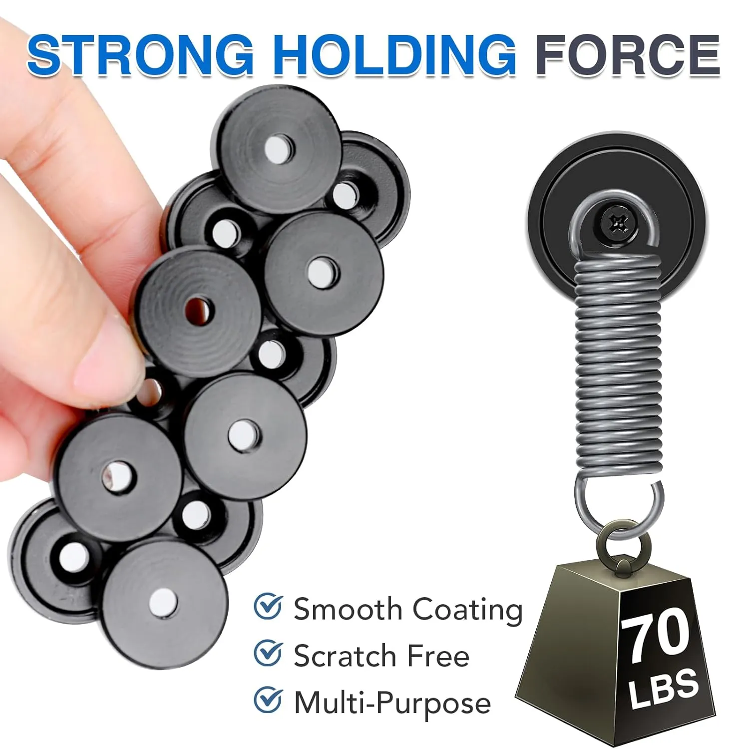 MIKEDE 12Pack Strong Neodymium Cup Magnets, 70Lbs  Force Heavy Duty Black Round Base Cup Magnets with Countersunk Hole, Powerful Industrial Rare Earth Magnets with Screw for Mounting, 0.98x0.22inch