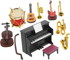 Milisten 4sets Miniature Musical Instrument of Dollhouse Decor Accessories Including Piano Violin Drum More for Mini House Decoration Projects