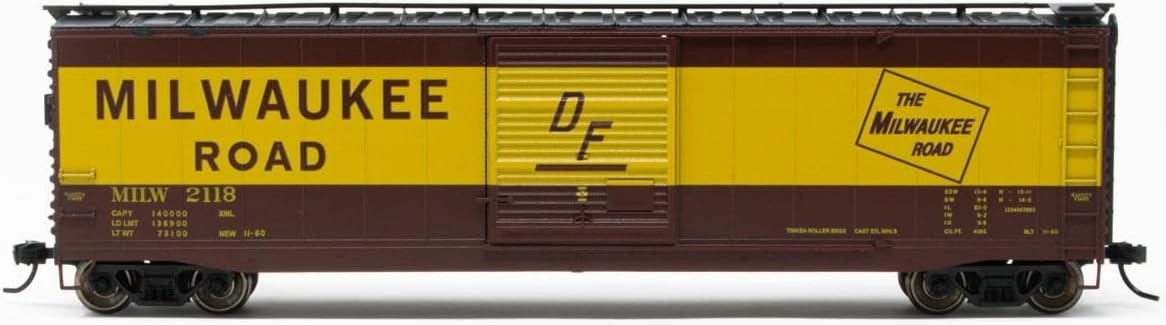 Milwaukee Road Box Car with Sliding Door Running Number 2118 HO Scale Train Rolling Stock HR6584C