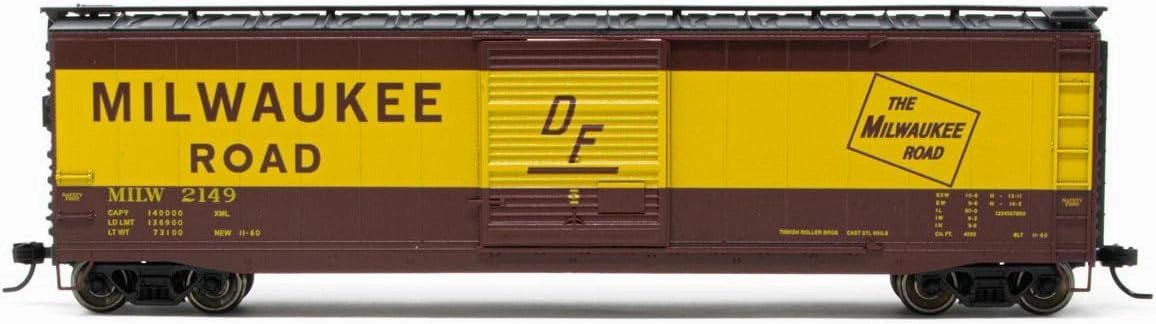 Milwaukee Road Box Car with Sliding Door Running Number 2149 HO Scale Train Rolling Stock HR6584D