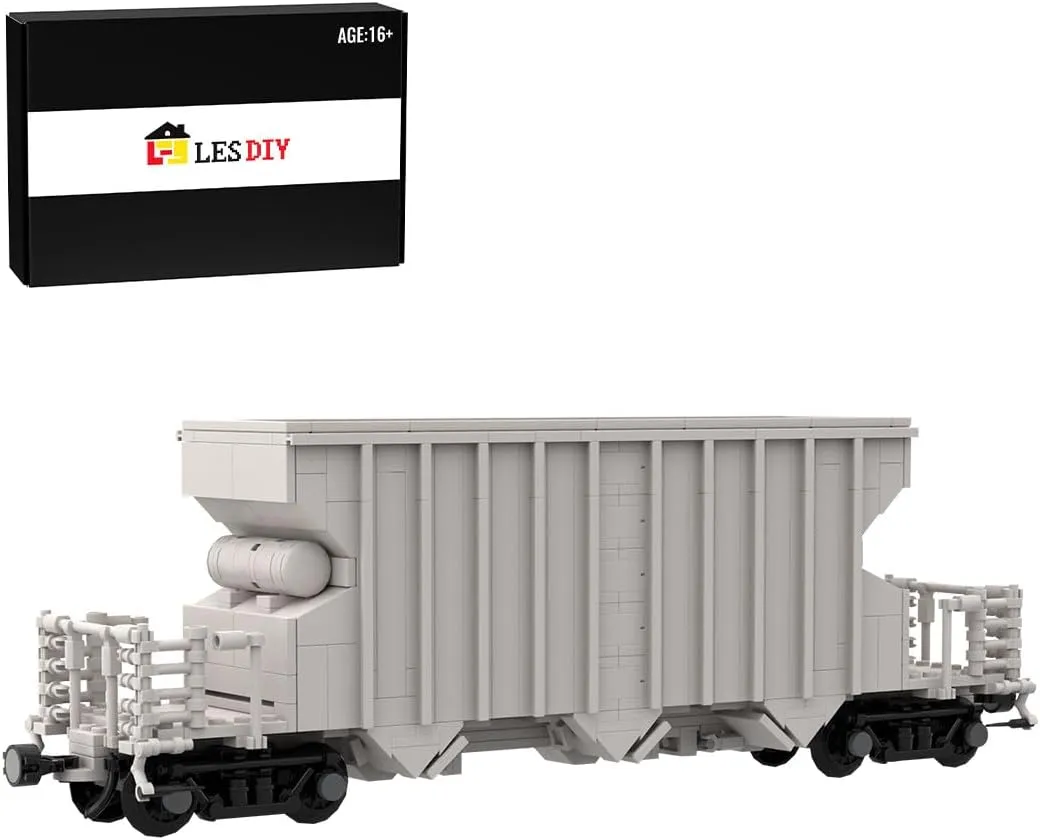 MOC-55764 Open Top Hopper Car Blocks MOC Set, MOC Collectible Train Display Set, for Adults and Teens Yellow.LXF(669PCS)