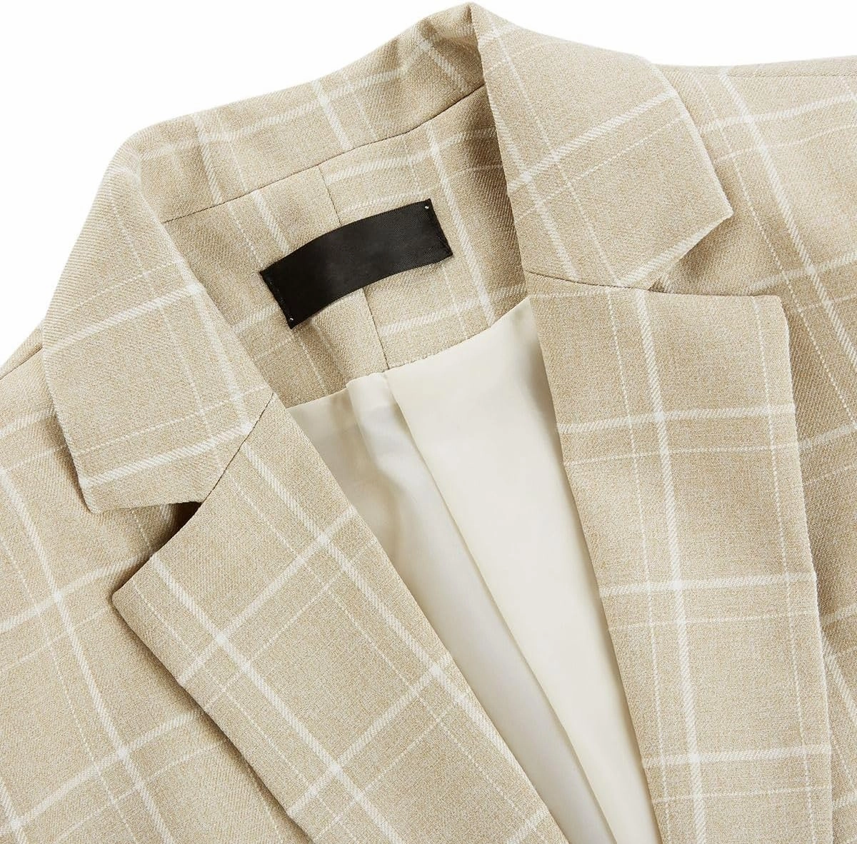 MODFUL Women's 2 Piece Business Plaid Suit Set Office One Button Slim Fit Blazer with Pant