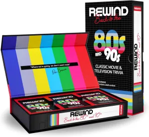 Mojo Games, Rewind - Back to The 80's and 90's Movie and TV Trivia - Nostalgic Pop Culture Card Game for Family and Friends Game Night (Movie & TV Trivia)