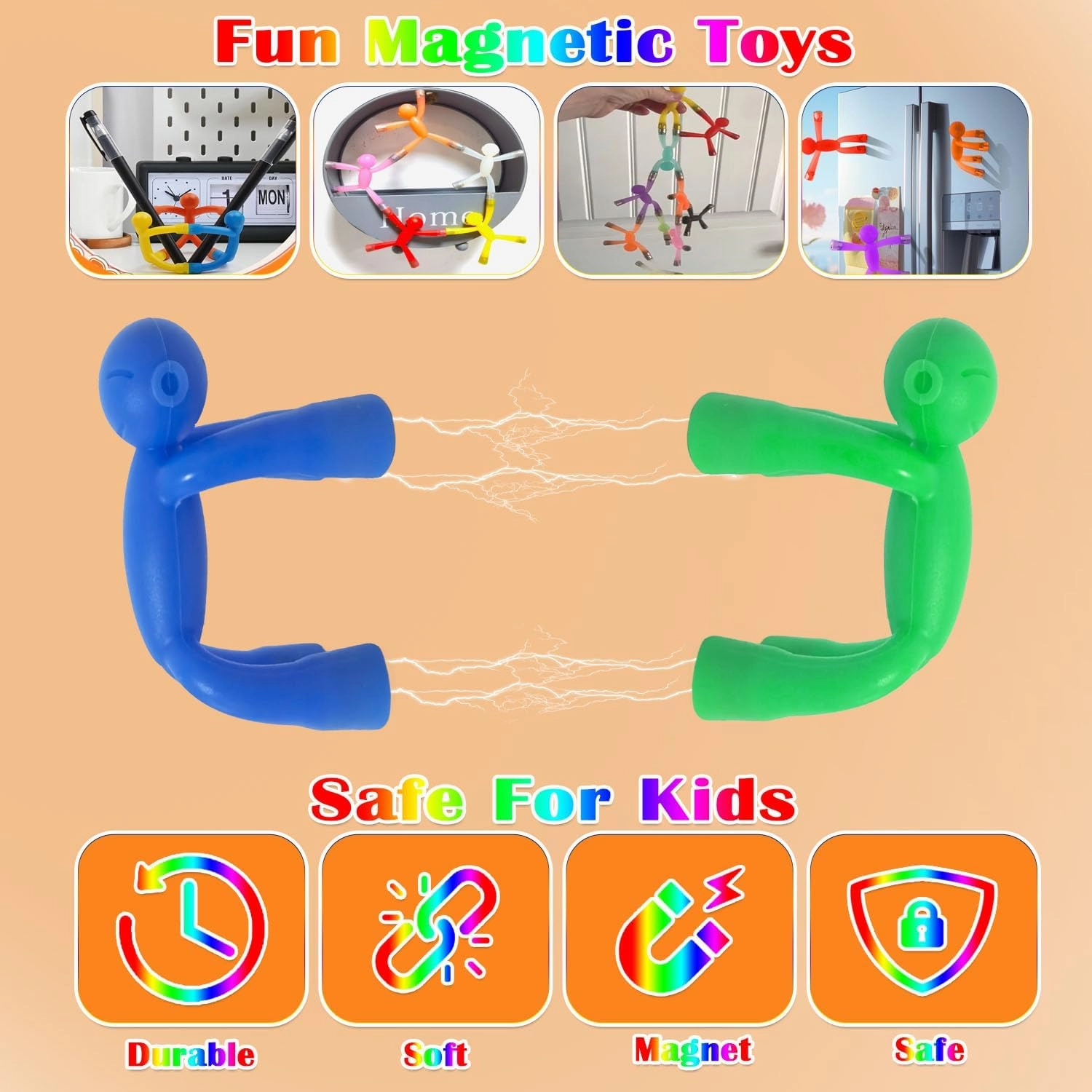 Mom&Myaboy Mini Man Magnetic Toys - 10 Pcs Rubber Magnet Men Educational Fidget Toys for 3-15 Year Olds (Classical)