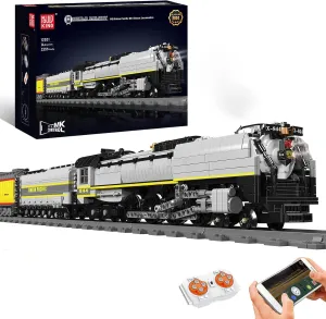 Mould King Train Building Block Kit - UP844 Steam Locomotive Train Set with LED Lighting/Motors/Track, Remote Control/APP, 3357 PCS
