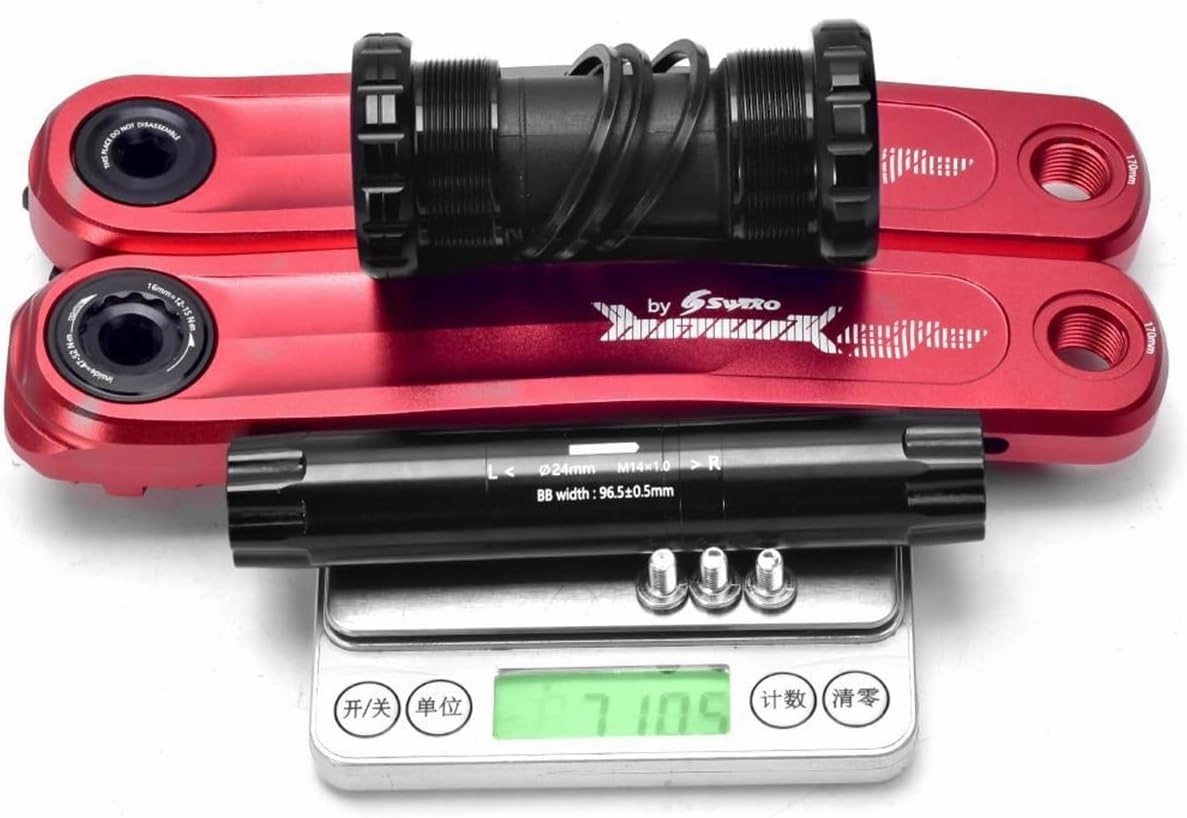 Mountain Bike Crank Arm Set 170mm GXP Hollow Integrated Bikes Crankset Aluminum Alloy Bicyle Cranks with Bottom Bracket (Color : Gold, Size : 170mm)