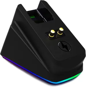 Mouse Charging Dock Compatible with Razer Gaming Mouse Viper Ultimate Naga pro DeathAdder V2 Pro and Basilisk Ultimate Magnetic Charging RGB Lights Status Indicator Gecko Feet (RGB)
