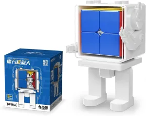 Moyu Meilong 2M Magnetic Speed Cube Robot-Shape Display Box, Adjustable Elasticity 2x2 Magnetic Cube with Stickerless Shape Moves Quickly and Smoothly